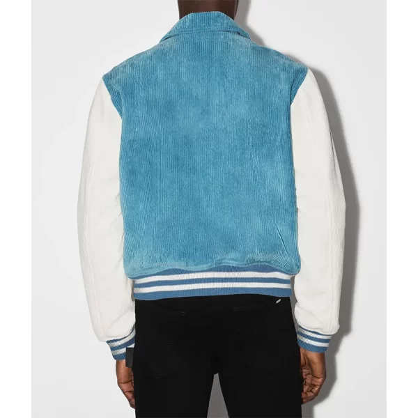 Amiri Bones Full-Snap Corduroy Blue Varsity Jacket