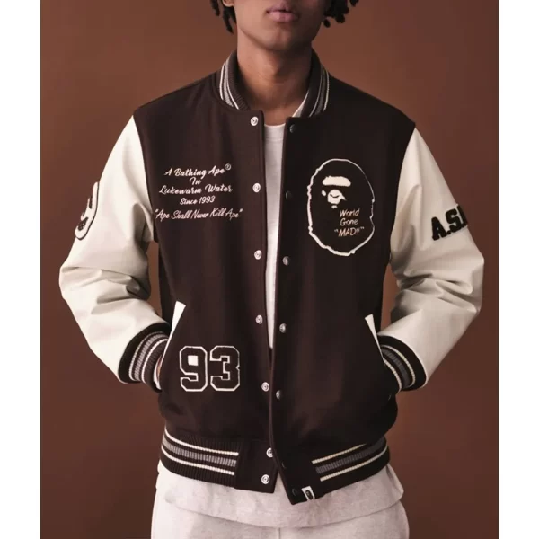 Bape A Bathing Ape Brown Varsity Jacket