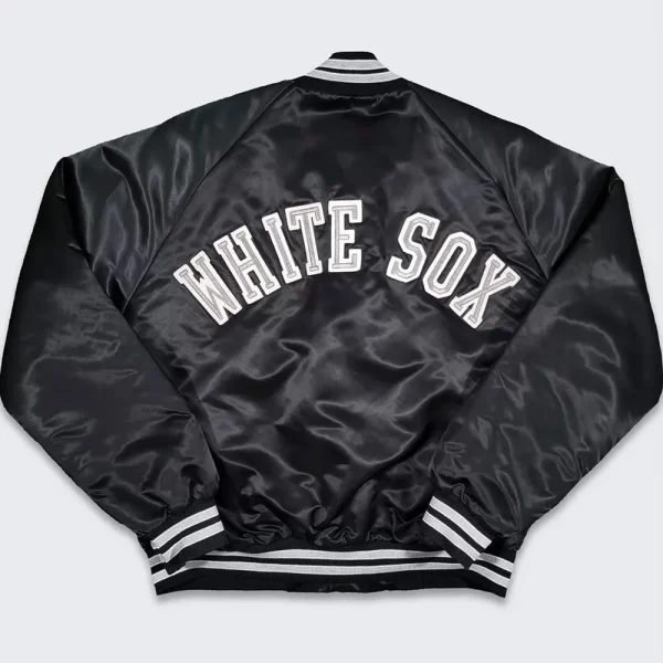 Black Chicago White Sox 80s Full-Snap Satin Bomber Jacket