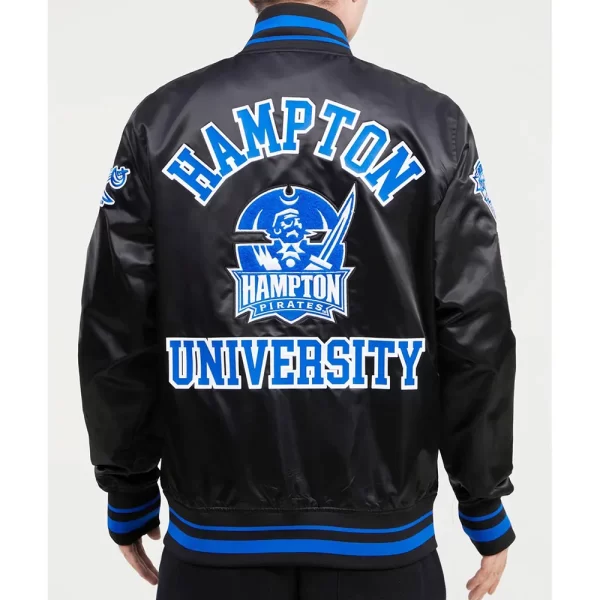 Black Classic Rib Hampton University Satin Full-Snap Jacket