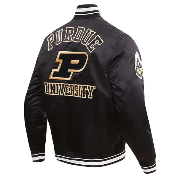 Black Purdue Boilermakers Classic Satin Full Snap Jacket