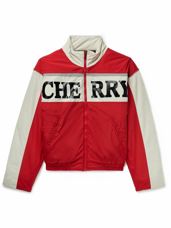 CHERRY LA Pit Crew Logo-Print Padded Shell Nylon Jacket