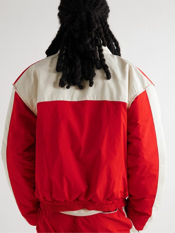 CHERRY LA Pit Crew Logo-Print Padded Shell Nylon Red Jacket