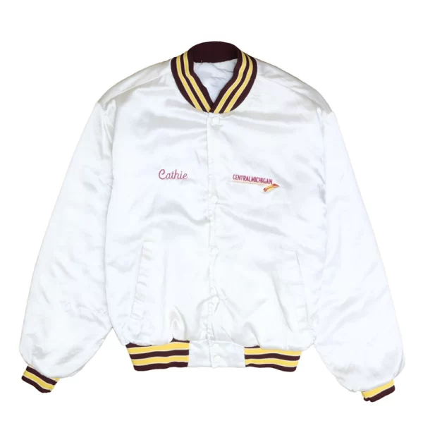 Central Michigan University White Satin Varsity Jacket