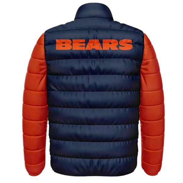 Chicago Bears Navy Blue Orange Puffer Polyester Jacket