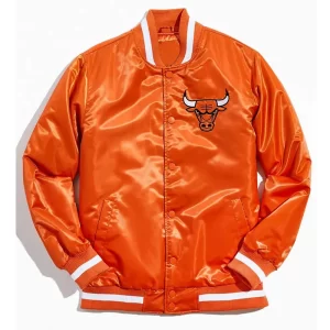 Chicago Bulls Bomber Orange Satin Jacket