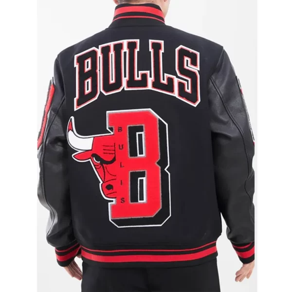 Chicago Bulls Mashup Black Varsity Wool & Leather Jacket