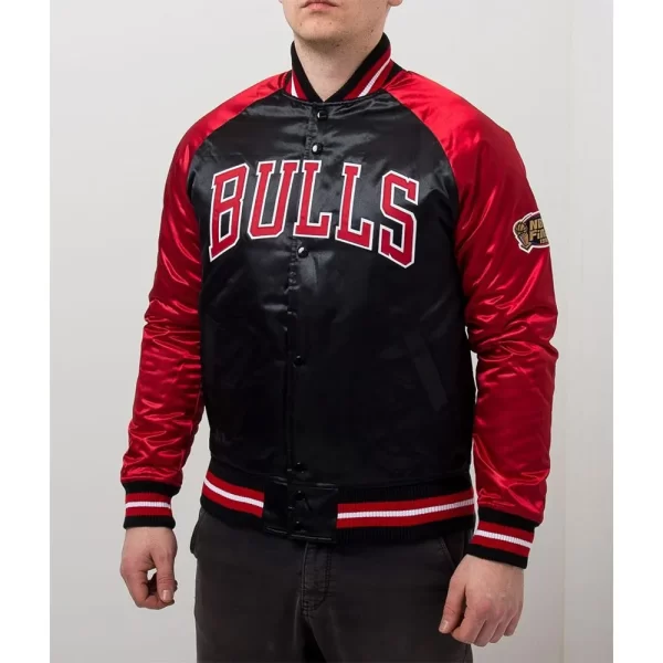 Chicago Bulls Tough Black and Red Season Satin Jacket