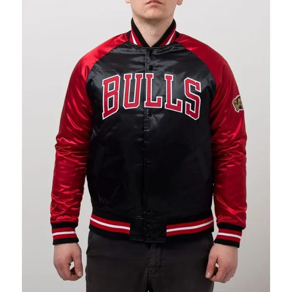 Chicago Bulls Tough Season Black and Red Satin Jacket