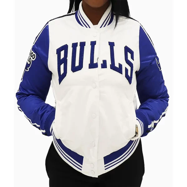 Chicago Bulls Two Tone Satin Blue & White Jacket