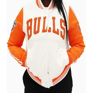 Chicago Bulls Two Tone Satin Orange & White Jacket