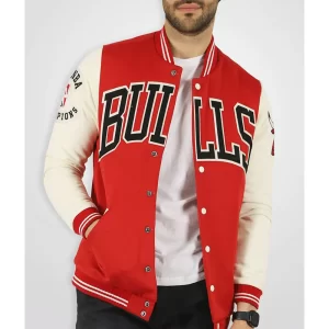 Chicago Bulls Varsity Red and Cream Varsity Jacket