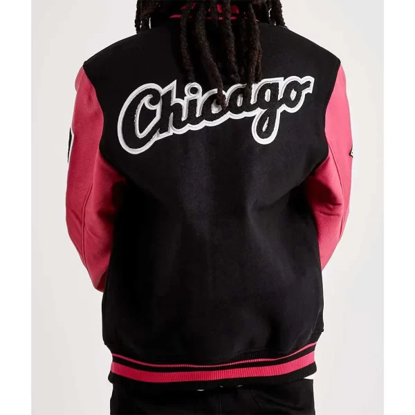 Chicago White Sox Mash Up Pink and Black Wool & Leather Varsity Jacket