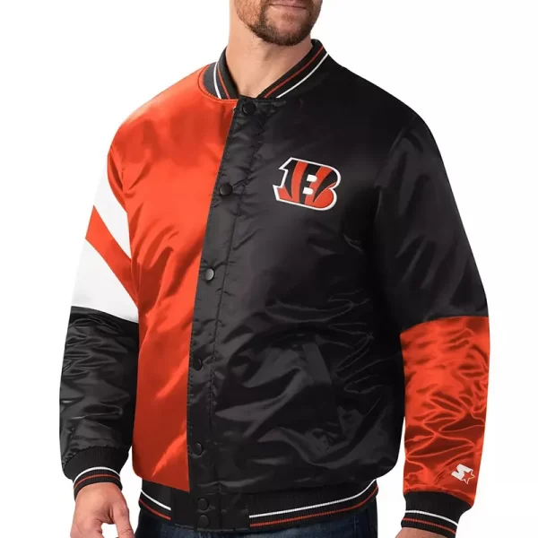 Cincinnati Bengals Starter Varsity Black and Orange Satin Jacket