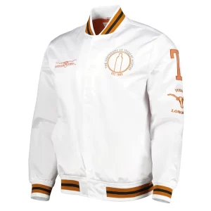 City Collection Texas Longhorns White Satin Jacket