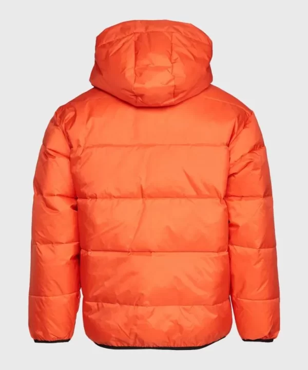 Classic Orange Hooded Mens Winter Puffer Jacket