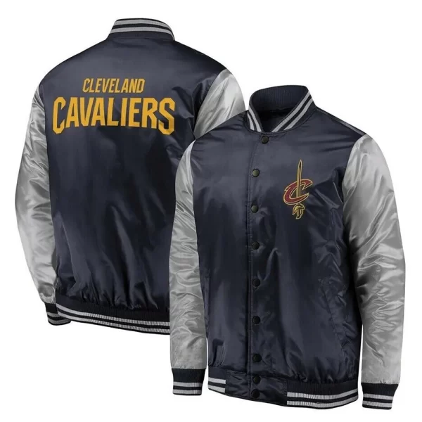 Cleveland Cavaliers Navy and Silver Varsity Satin Jacket