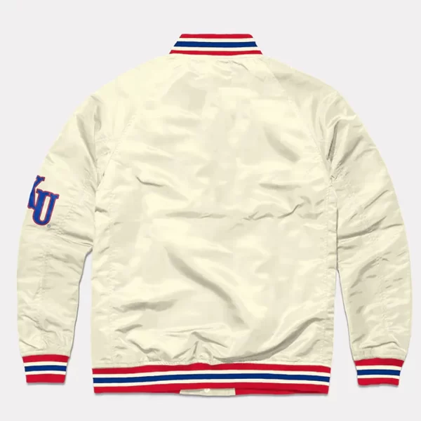 Cream Kansas Jayhawks Circus Font Full-Snap Varsity Satin Jacket