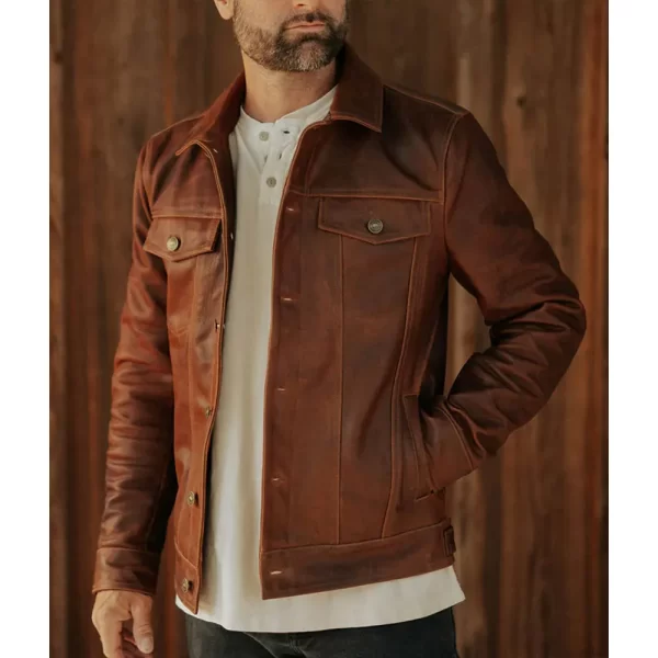 Driggs Full-Button Leather Jacket