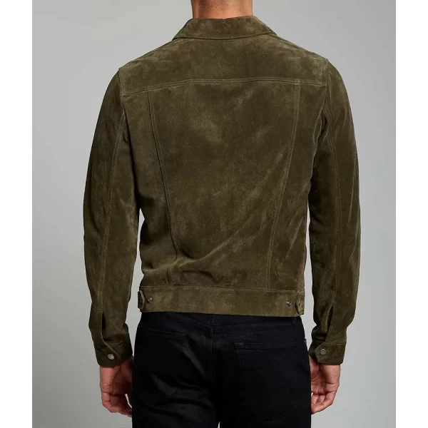 Dylan Sage Green Trucker Suede Leather Jacket