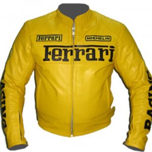 Ferrari Yellow Motorcycle Racing Leather Jacket