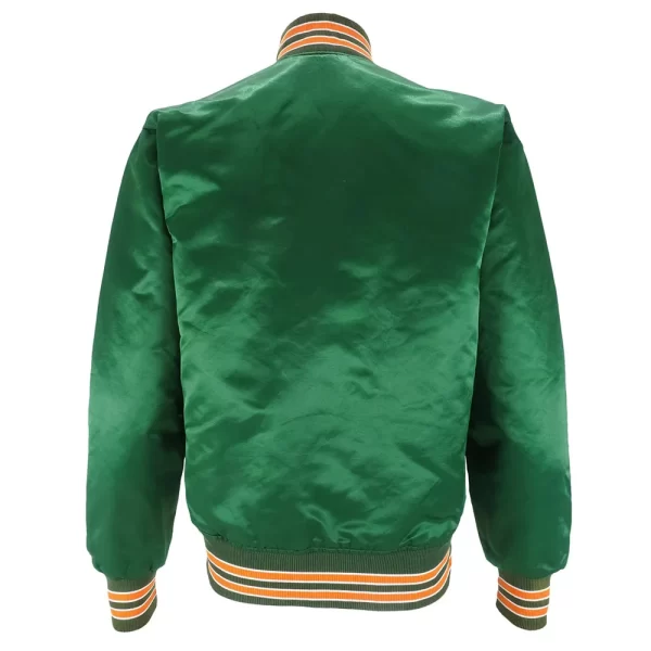 Green Miami Hurricanes 80s Full-Snap Satin Jacket