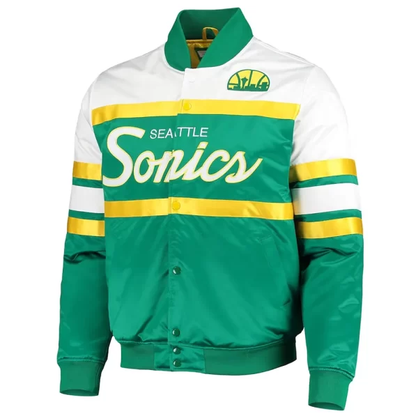 Green Seattle Supersonics Special Script Satin Jacket