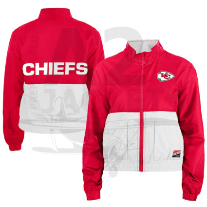Kansas City Chiefs New Era Women's Color Block Full-Zip Windbreaker Jacket - Red