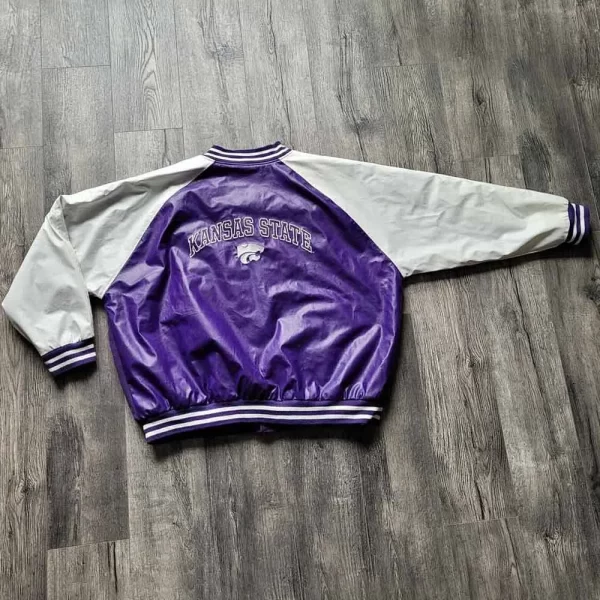 Kansas State Wildcats Purple/White Full-Snap Varsity Wool and Leather Jacket