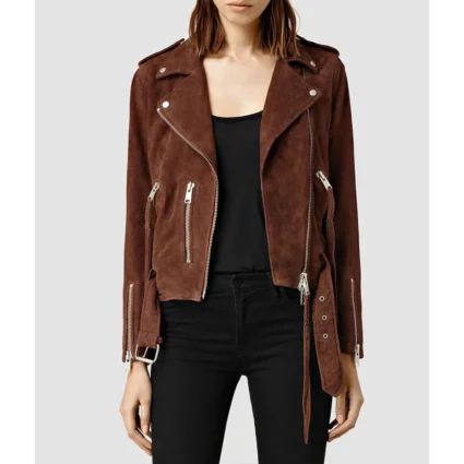 Life in Pieces Betsy Brandt Brown Suede Leather Jacket