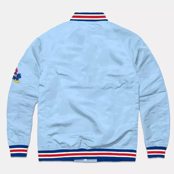 Light Blue Kansas Jayhawks Script Full-Snap Varsity Satin Jacket