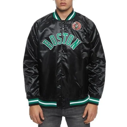 Lightweight Boston Celtics Black Satin Jacket