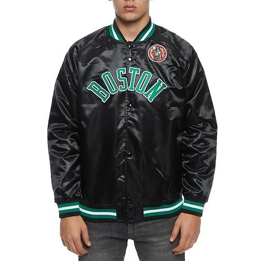 Lightweight Boston Celtics Black Satin Jacket