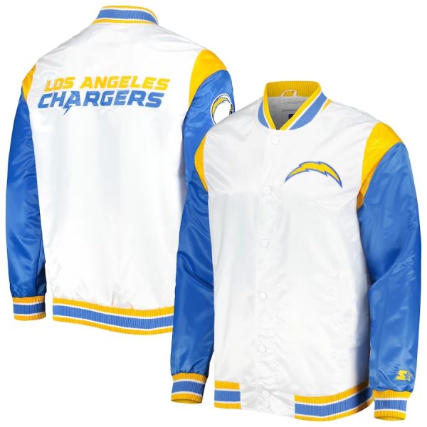 Los Angeles Chargers Throwback Warm Up Pitch Satin Jacket