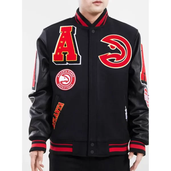 Mashup Atlanta Hawks Black Varsity Wool Jacket