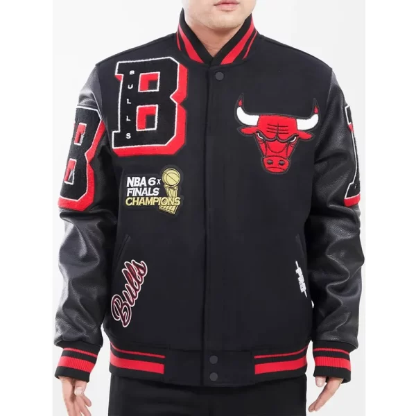 Mashup Chicago Bulls Black Varsity Wool Jacket