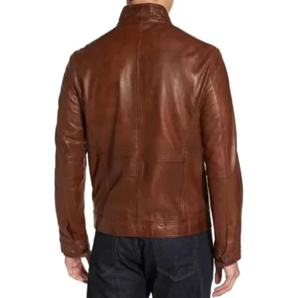 Men’s Brown Missani Full-Zip Leather Jacket