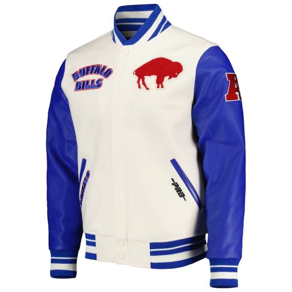 Men's Buffalo Bills Pro Standard Cream Retro Classic Wool Varsity Jacket