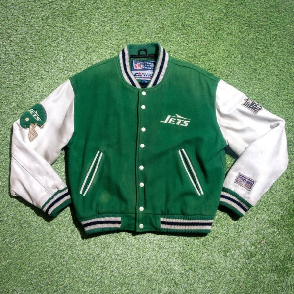 Men's Green and White Wool Jacket