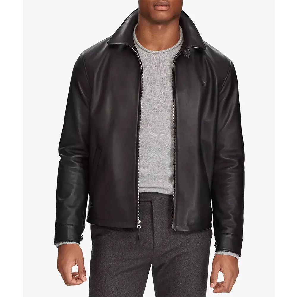 Men’s Sporty Lambskin Black Leather Jacket