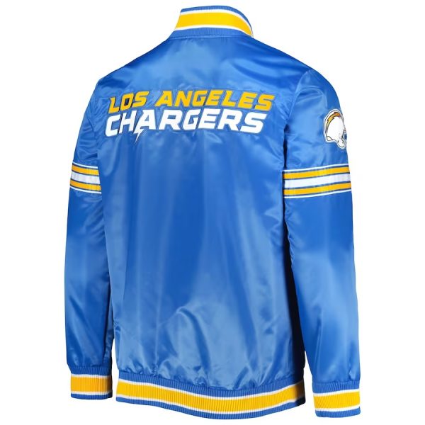 Men's Starter Powder Blue Los Angeles Chargers Midfield Satin Varsity Jacket