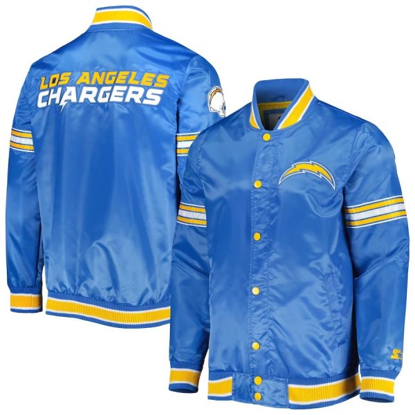 Men's Starter Powder Los Angeles Chargers Midfield Satin Jacket