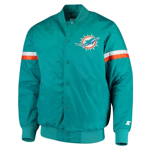 Miami Dolphins Champ Aqua Varsity Satin Jacket