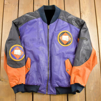 Micheal Hoban Martial Arts Patchwork Purple Leather Jacket
