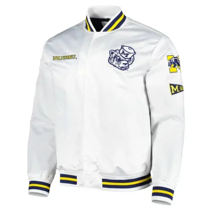 Michigan Wolverines City Collection White Varsity Satin Jacket