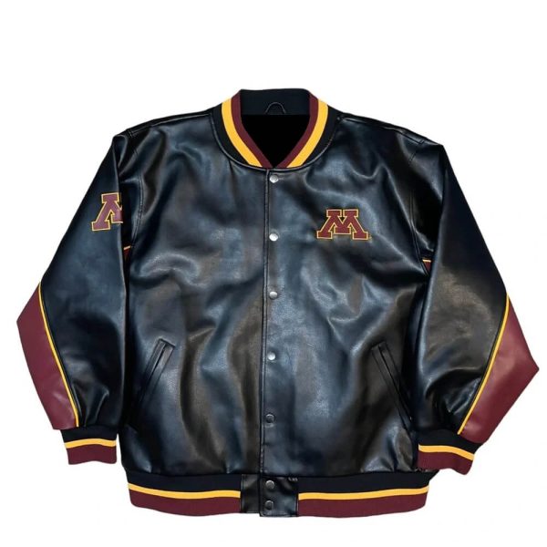 Minnesota Gophers NCAA Black Leather Jacket