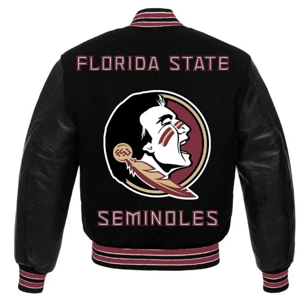 NCAA Florida State Seminoles Black Varsity Wool & Leather Jacket