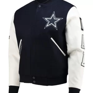 NFL Dallas Cowboys White and Navy Blue Varsity Jacket