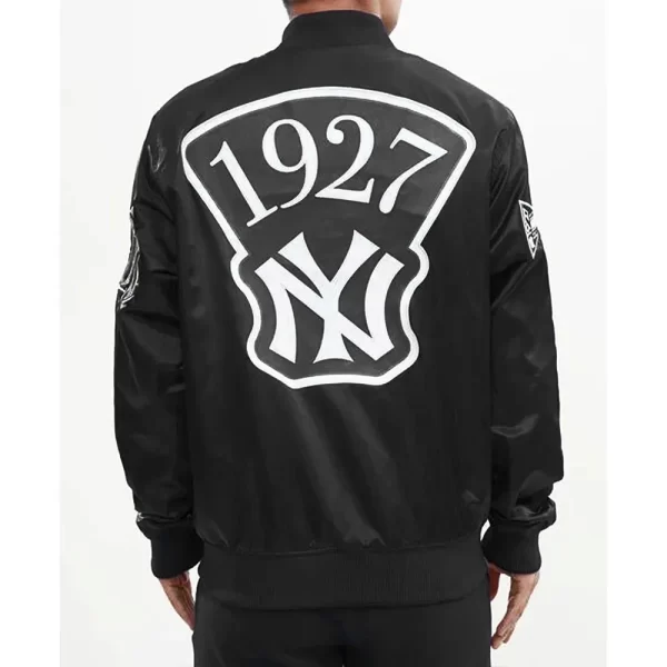 NY Yankees Murderers Row Big Logo Navy & Black Satin Jacket