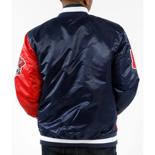 Navy and Red Starter Atlanta Braves Black Label Satin Jacket